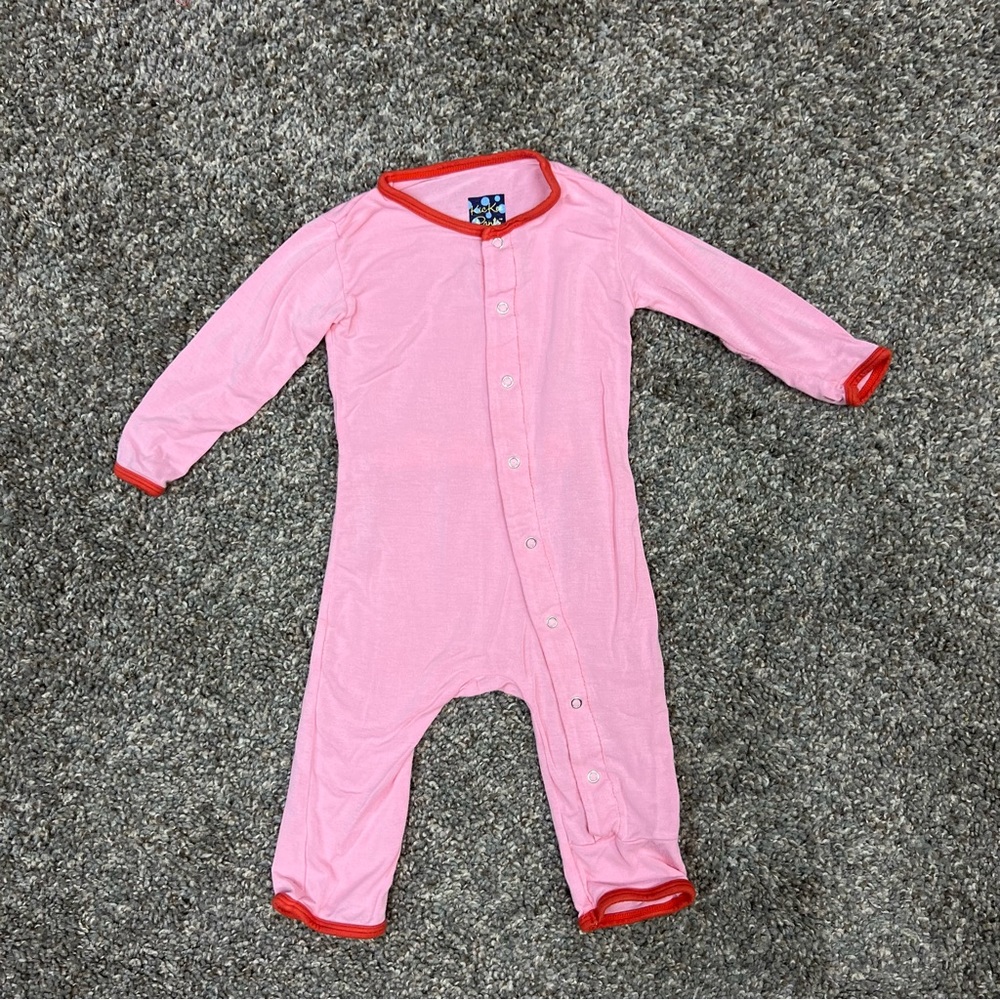 Kickee pants‎ sleeper girls 3-6 months pink one piece baby bamboo